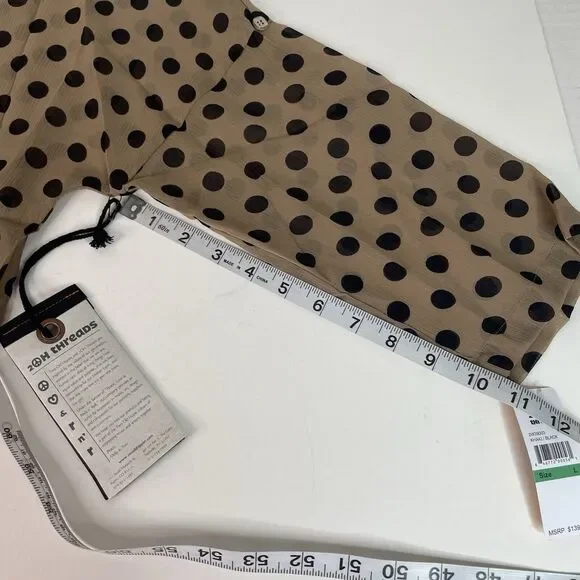 New 2OH Threads Blouse Top, Large, Khaki Polkadot, 2W39003, Button Up - Picture 9 of 9